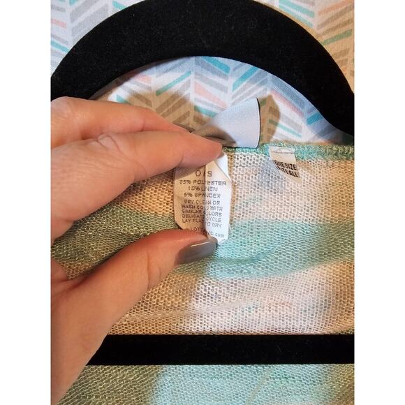 Soft Surroundings Womens teal/cream Stripe Open Round Neck Poncho ONE SIZE - Picture 3 of 5